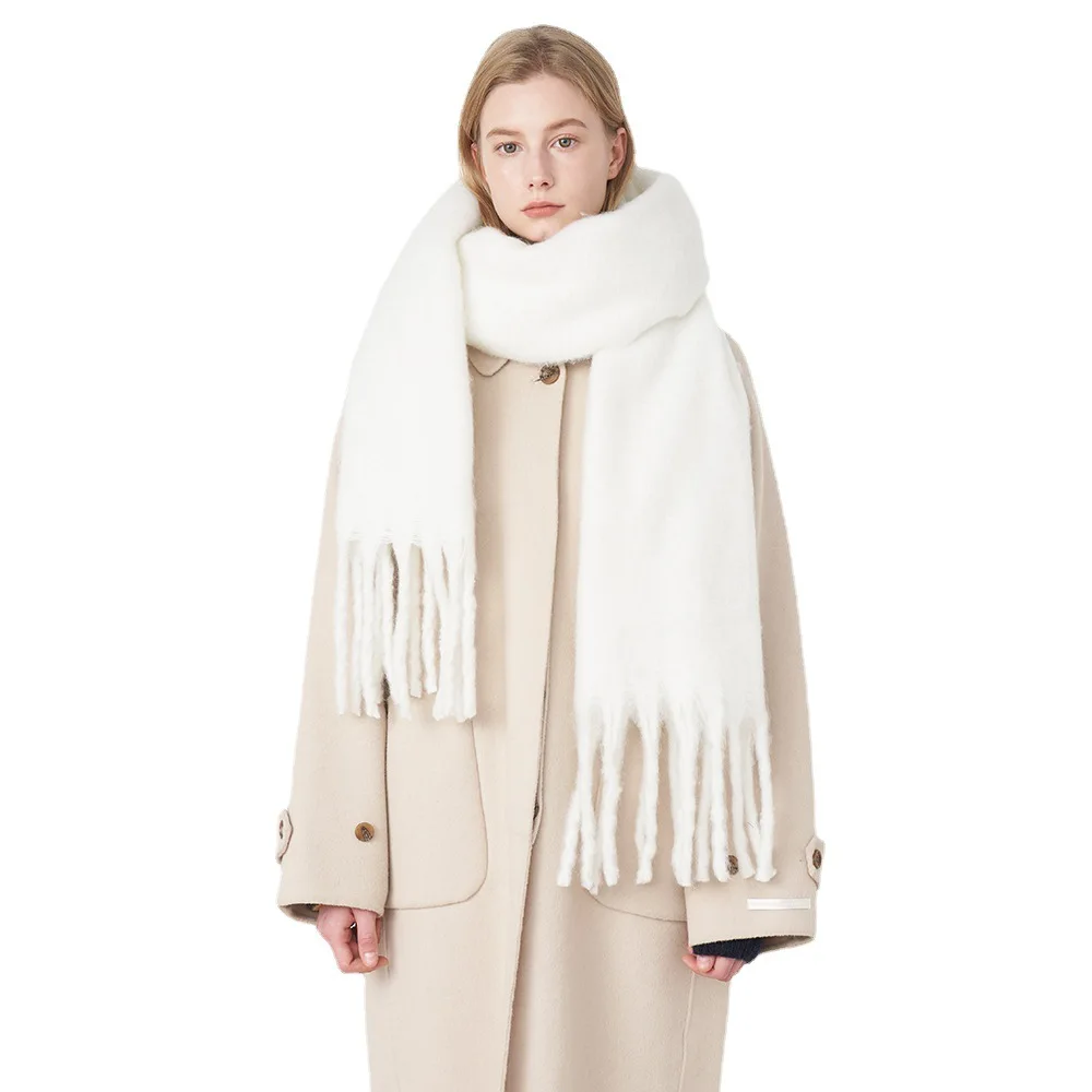 الوافدين الجدد الشتاء السفر وشاح دافئ الاكريليك محبوك الصوف مزيج الكشمير وشاح للنساء #6