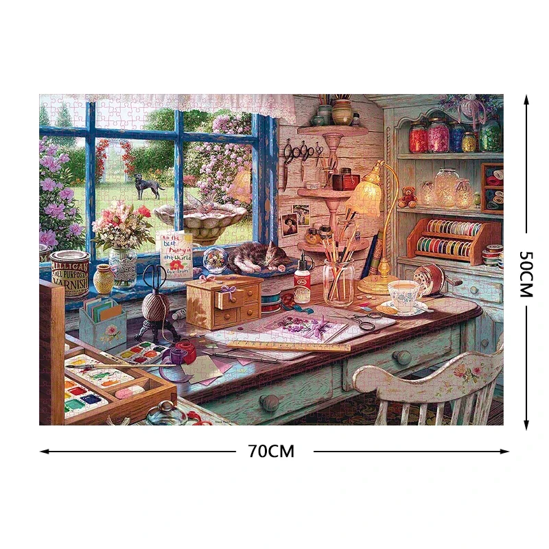 70*50 سنتيمتر الكبار لغز 1000 قطع ورقة بانوراما الألغاز بعد سنة طويلة اللوحات الشهيرة سلسلة تعلم التعليم الحرفية اللعب #3