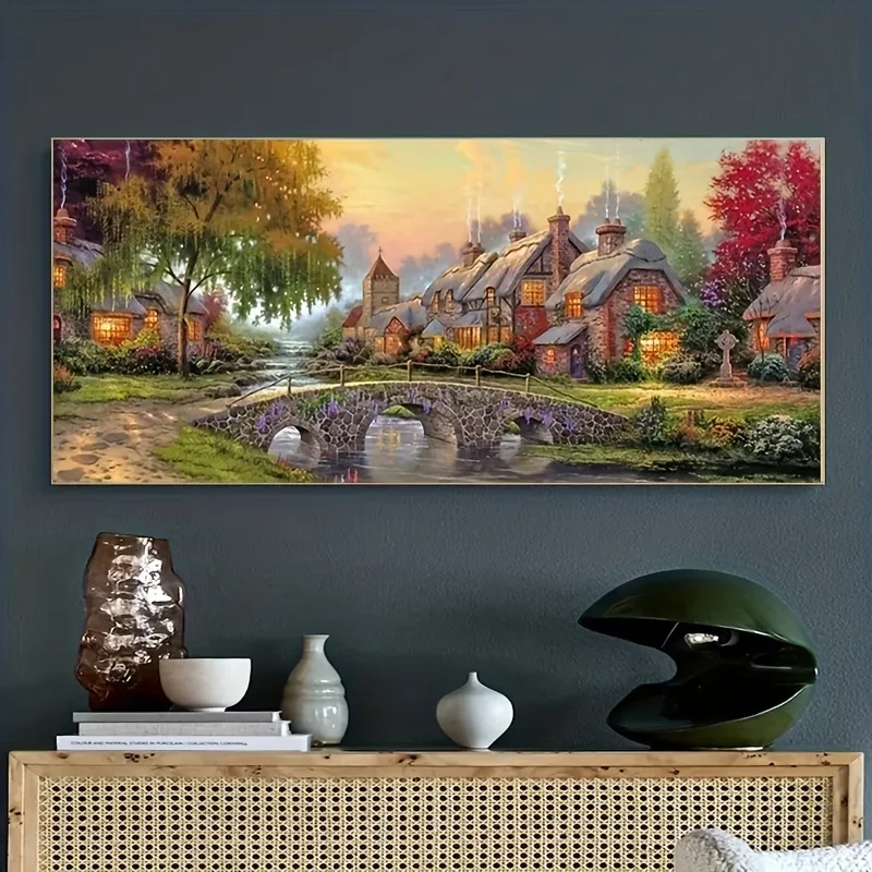 DIY Diamond Painting Amazing Rural Country House Chimney Landscape Full Square Round Diamond Mosaic Embroidery Kit Large Size