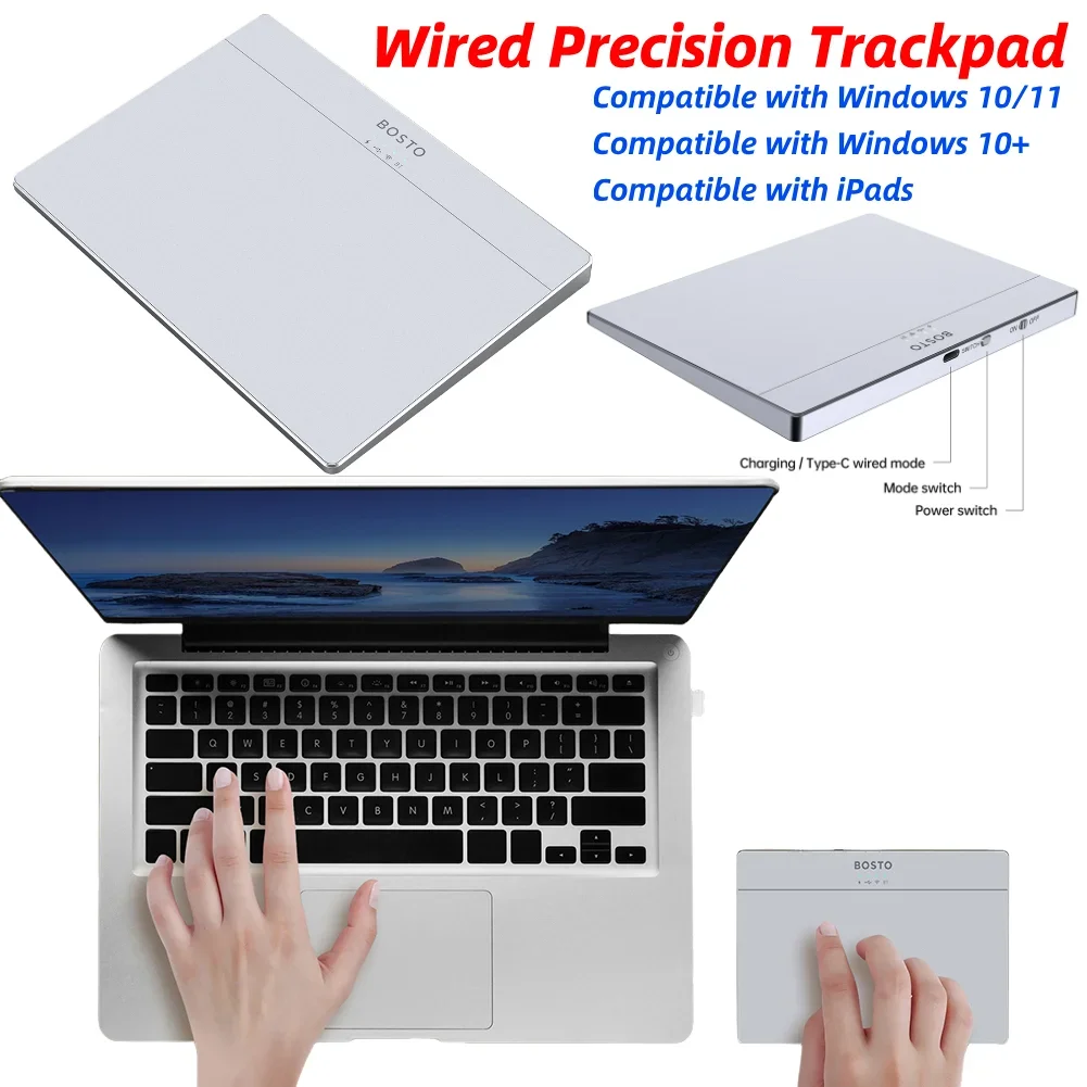 

Portable Track Pad Multi-Gesture USB Touchpad Mouse High Precision Haptic Feedback Wired Precision Trackpad for Laptop iPad