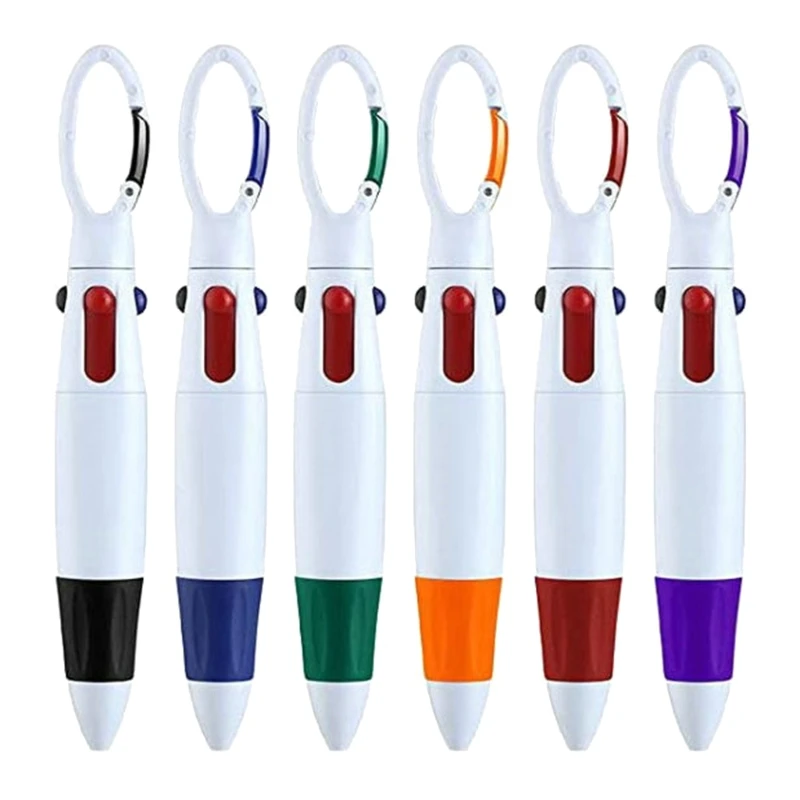 

6Pcs Multicolored Ballpoint Pen 0.7mm Shuttle Pen 4 Colors Barrels Ballpoint Pen