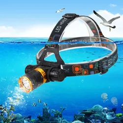 2024 Professional LED Scuba Diving Headlamp 5000 lumens IPX8 Waterproof Headlight Underwater 200M 18650 Battery Dive Head Torch