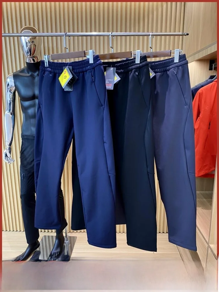 

Уличные мужские спортивные брюки на подкладке, 3D пошив, ветрозащитные зимние повседневные брюки, прямые брюки, молодежная мода