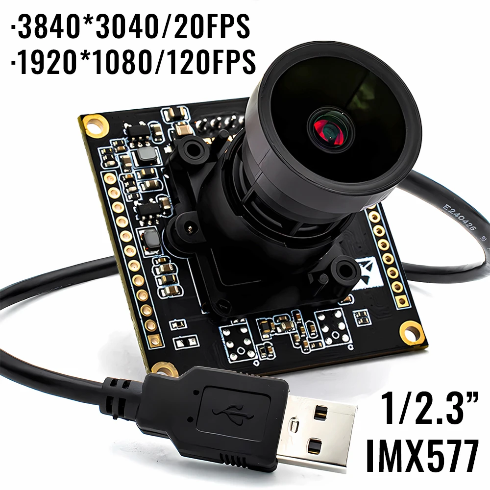 

12MP USB Camera Module 1080P 120FPS Industrial Board IMX577 CMOS With 2.8mm M16 Mount Lens Plug And Play For High Speed Moving
