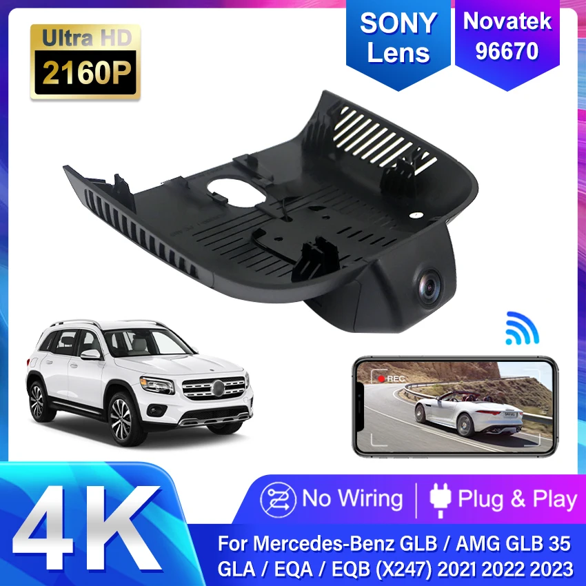 4K 2160P Plug and Play Car DVR Wifi Dash Cam For Mercedes GLA H247 GLB x247 for Benz B Class w247 A Class w177 EQA EQB 2021-2023