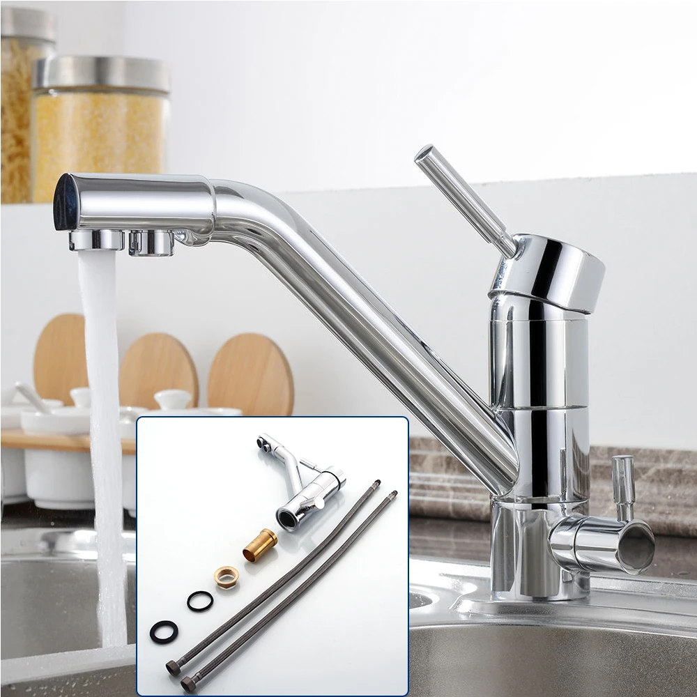 3 in 1 Kitchen Water Filter Faucet Three-Way Faucet Osmosis System Tap Rotatable 3 Way Water Filter Kitchen