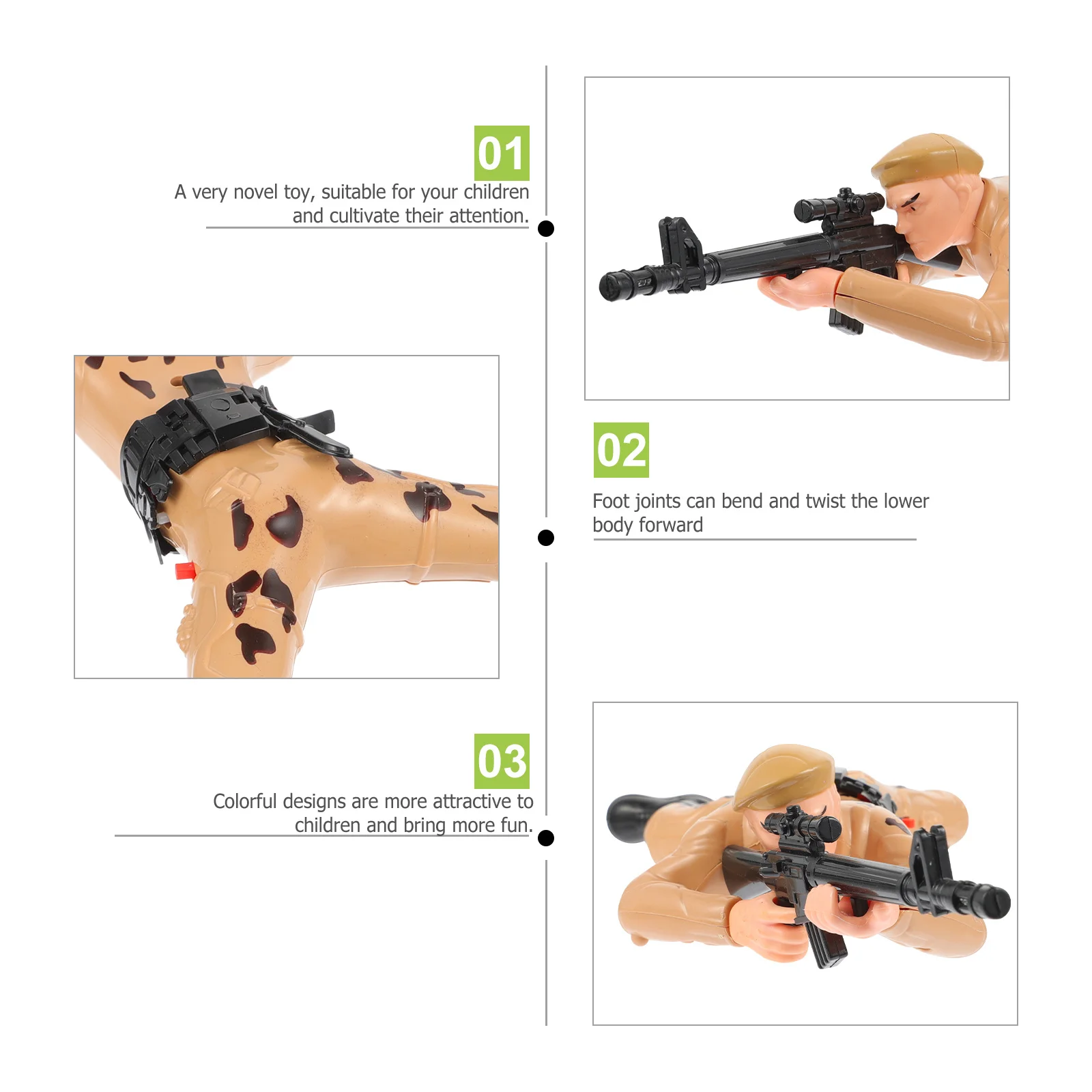 

2Pcs Crawling Soldier Figures Electric Interactive Army Action for Boys Early Development Motor Coordination Playtime