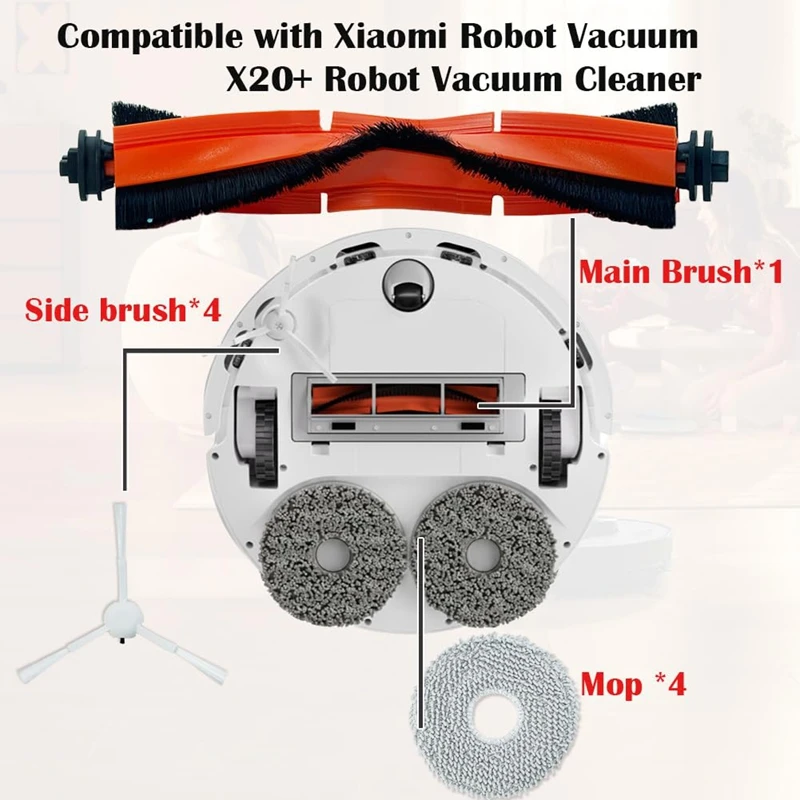BAAG-para Xiaomi Robot aspirador X20 + / X20 Plus, repuesto de aspiradora, Cepillo Lateral principal, paño de mopa, piezas de filtro