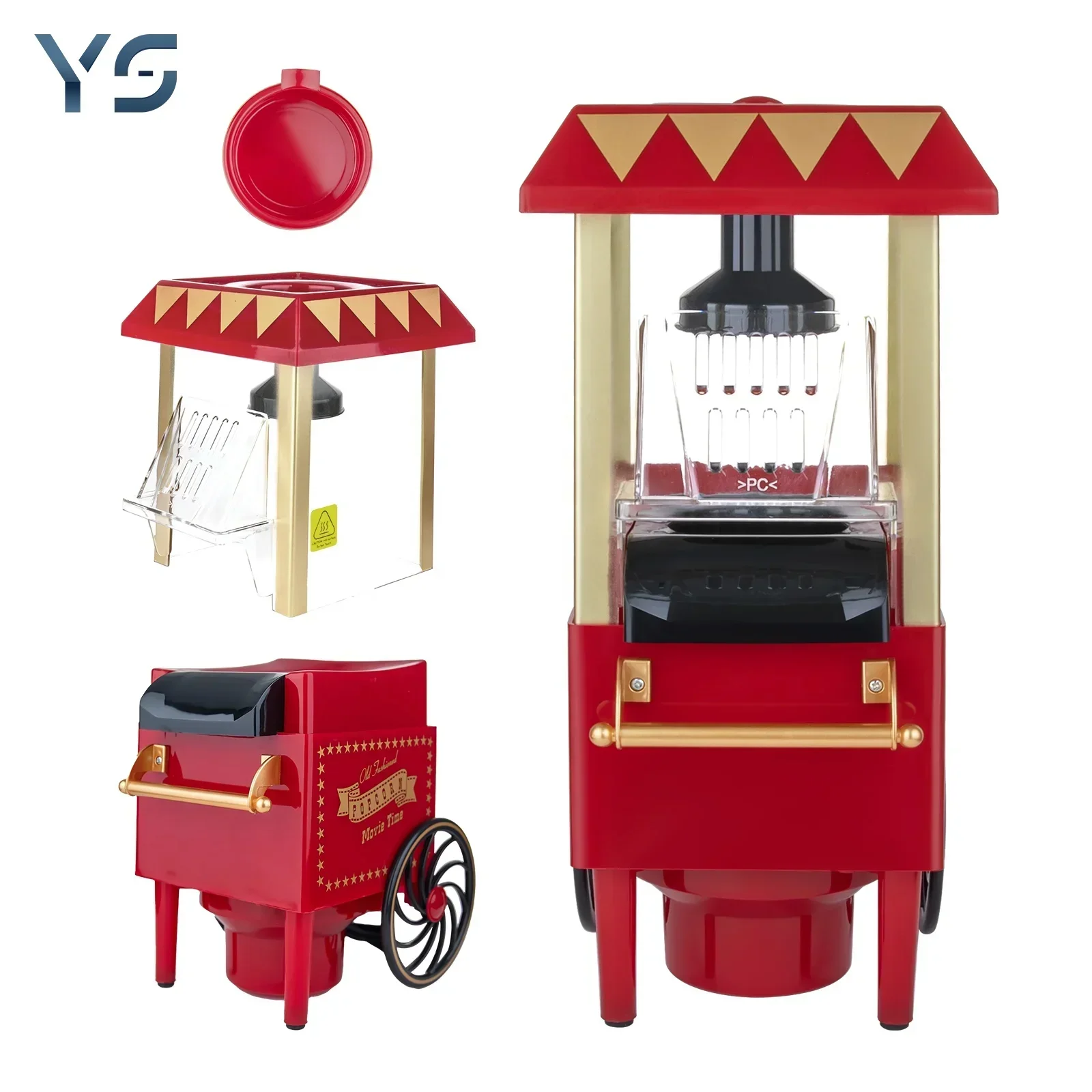 2024 Mini Household Hot Air Popcorn Makers Machine Elec Household 1200w Hot Air Popcorn Popper Machine