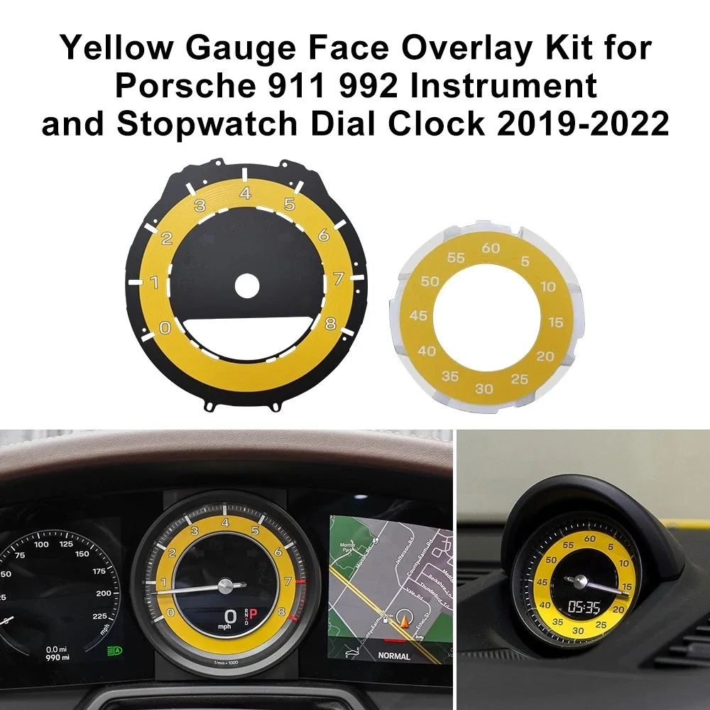 Gauge Face Overlay Kit for Porsche 911 992 Stopwatch Dial Clock and Instrument