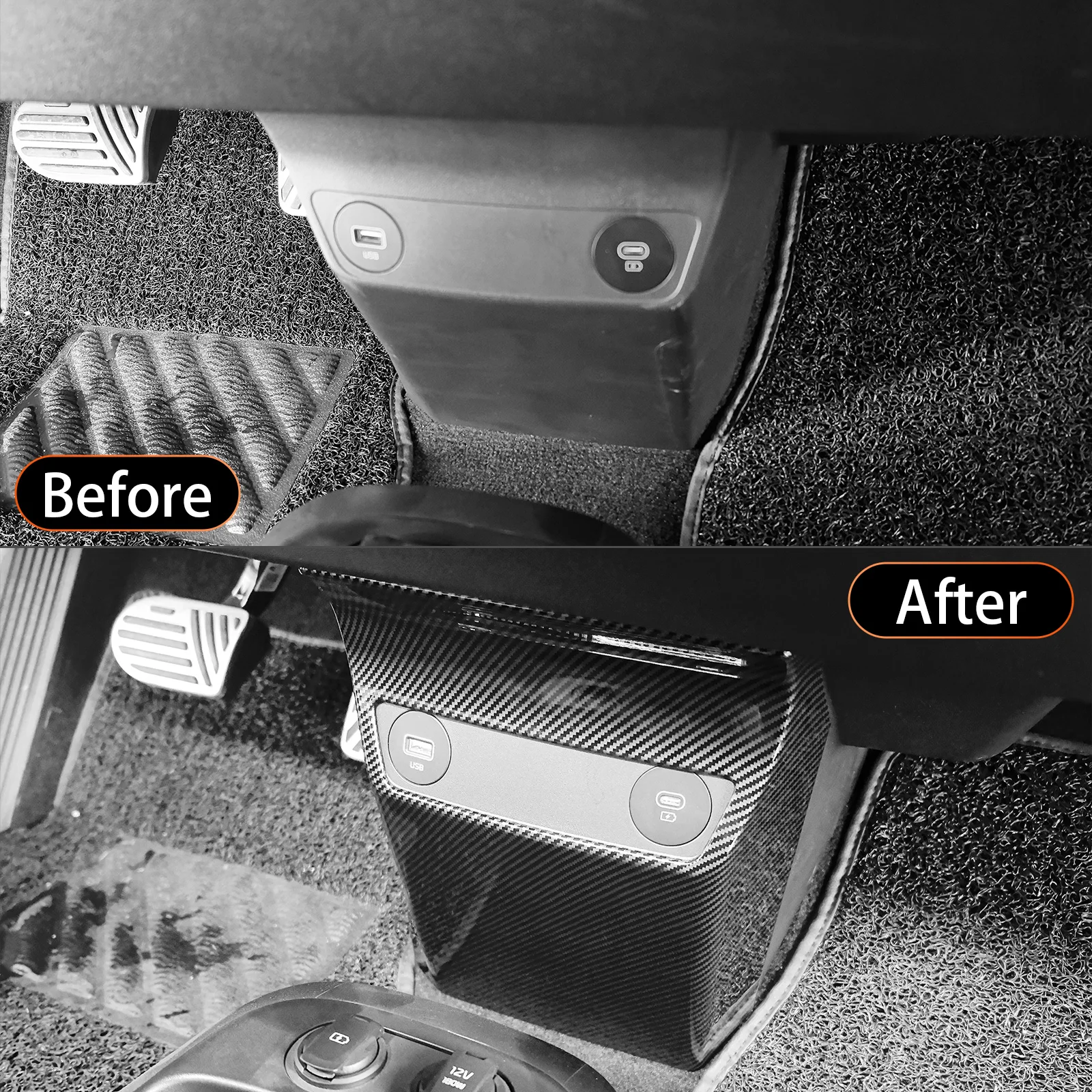 لكيا EV6 2022 2023 وحدة التحكم الأمامية مركز USB شحن غطاء منفذ مكافحة ركلة الإطار القوالب الداخلية للسيارة