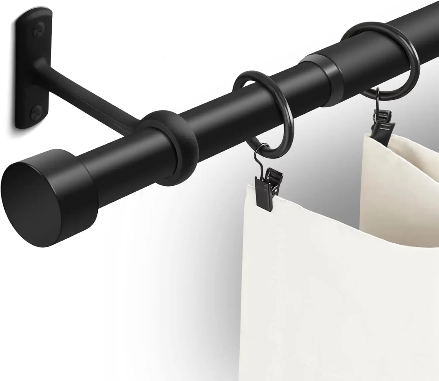 

Регулируемые карнизы для штор 1 дюйм, 32-240 дюймов, черный рустик-комплект с кронштейнами для использования внутри/вне помещений