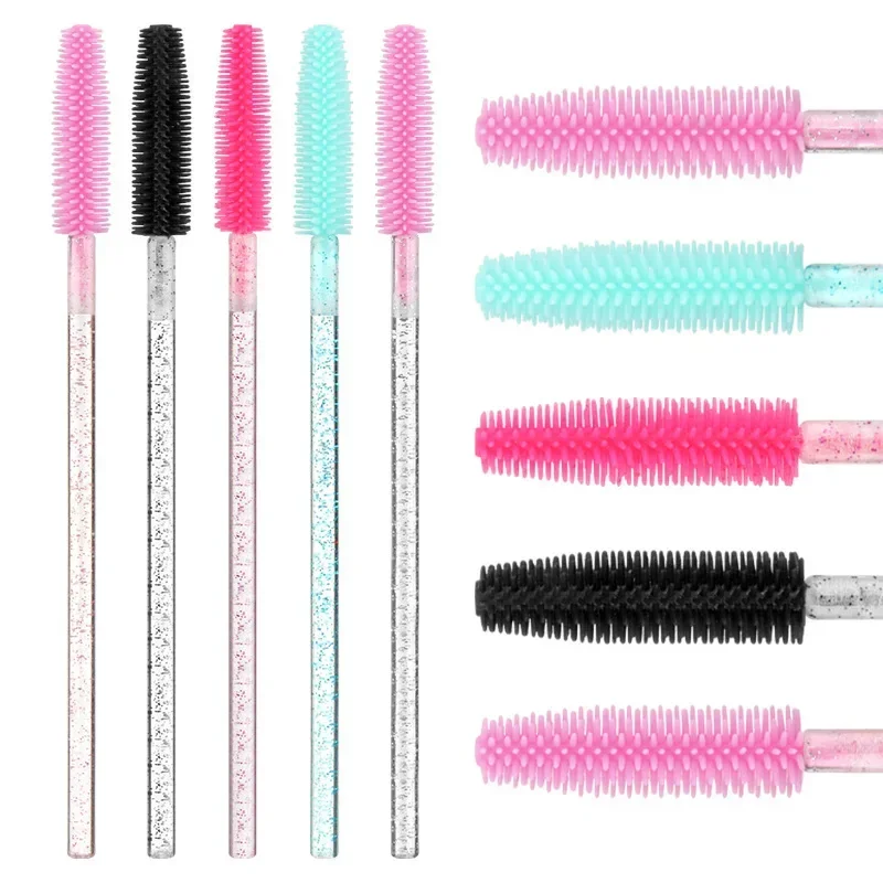 50/100 stücke Einweg Wimpern Pinsel Silikon Gel Mascara Wands Applikator Spooler Wimpern Verlängerung Kosmetik Pinsel Make-Up-Tool