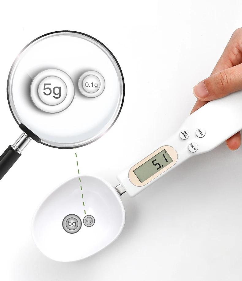 Mini-Löffelwaage, digitale Küchenwaage, elektronische LCD-Lebensmittelwaage, 0,1–500 g, Kochmehl, Milch, Kaffee, Pulver, Gewicht, Messlöffel – Detail 8