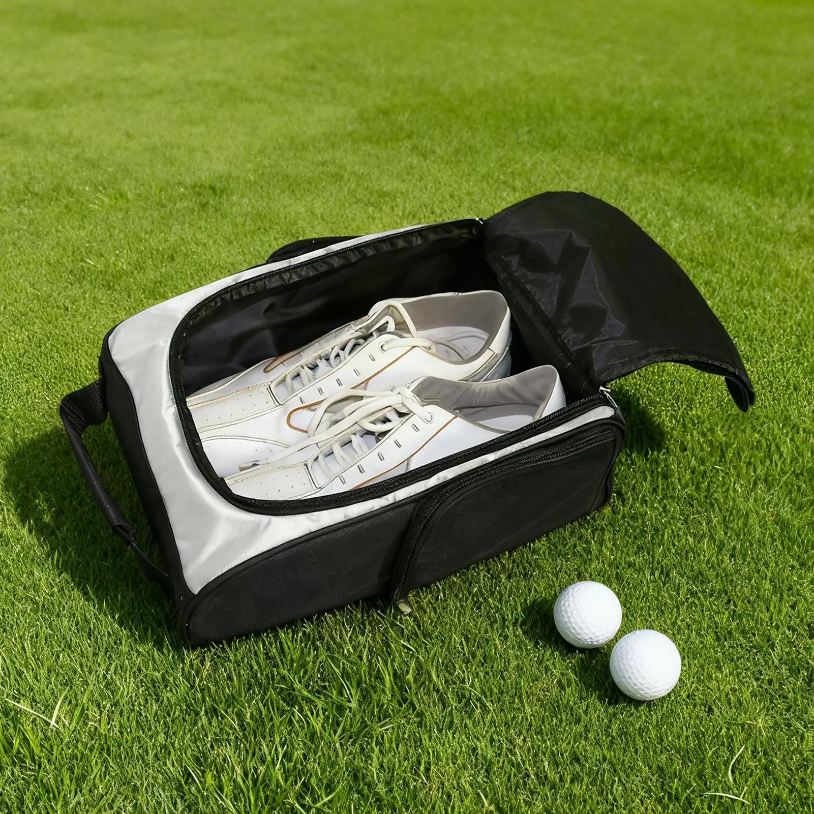 

Shoe Bag for Gym Zippered Storage with Handle Shoe Carrier Bags with Side Accessory Pockets for Travel Indoor Outdoor Backyard