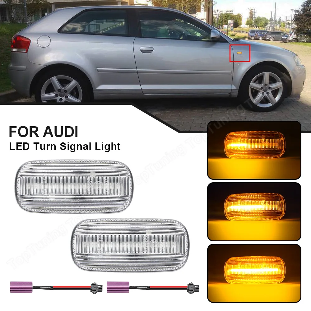 2PCS Dynamic LED Side Marker Light For Audi A3 8P A4 B6 B7 A6 C6 2004-2011 LED Turn Signal Bliker Lamp No Error