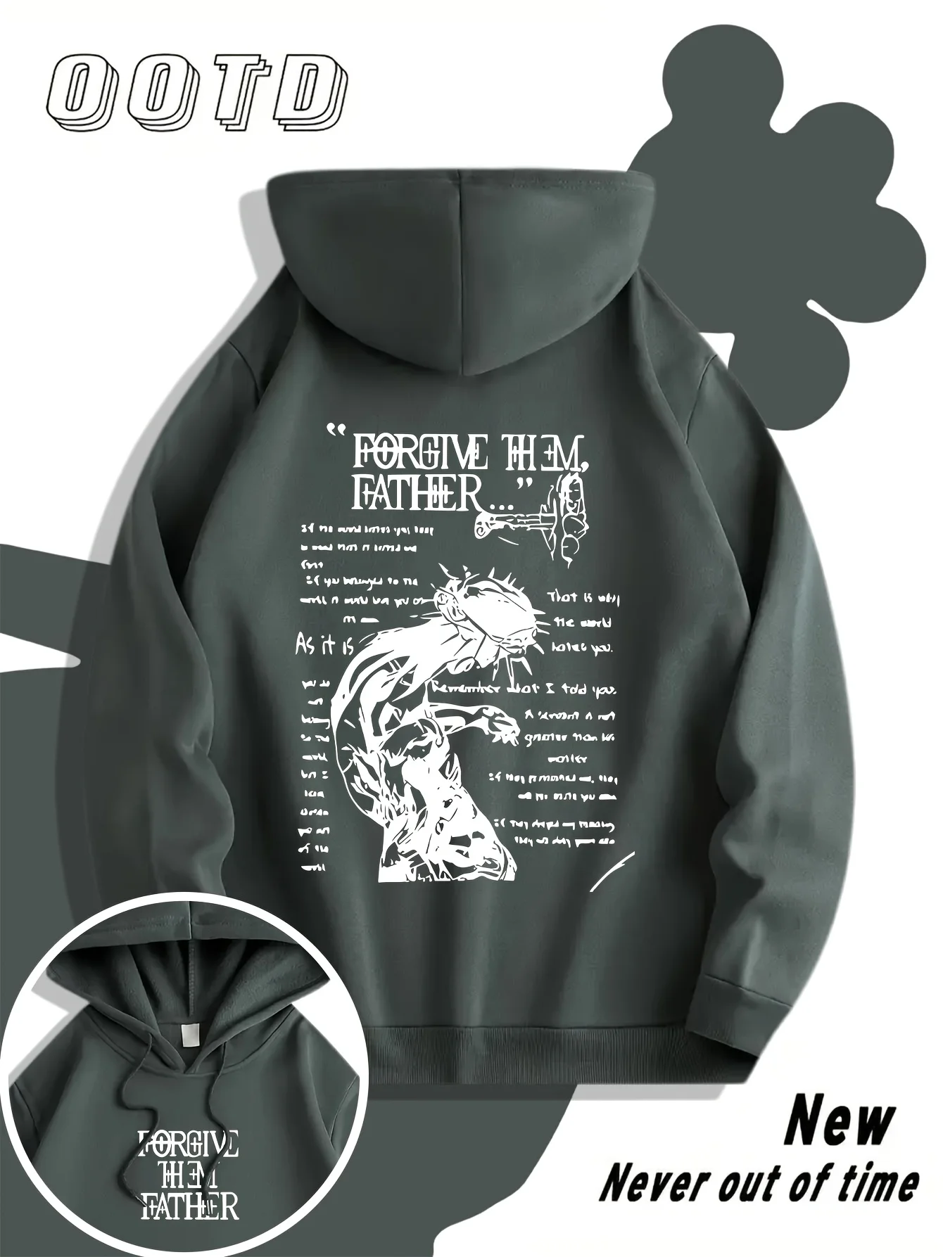 Men's Loose Comfortable Fall and Winter Trendy Printed Warm Hooded Sweater Is Suitable for Outdoor Activities Daily Commuting.