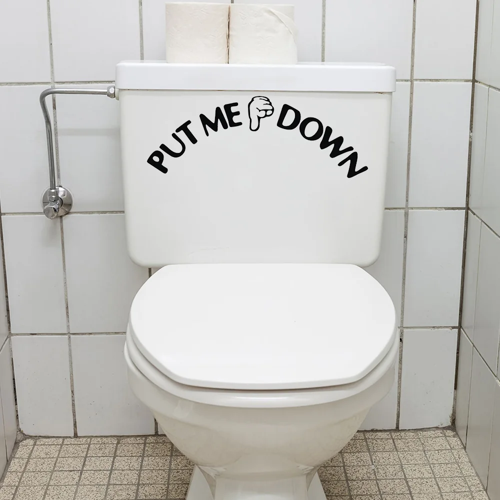 „Put Me Down“-Toilettensitz-Vinylaufkleber – lustiger Badezimmer-Erinnerungsaufkleber, wasserfeste, selbstklebende Dekoration für Toilettentank/-deckel