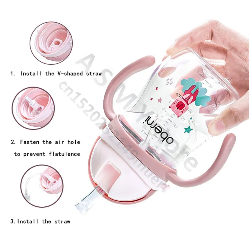 NEW Oberni baby learning to drink cup / children's mug / with handle drink cup  / mug strap / tritan material drink cup