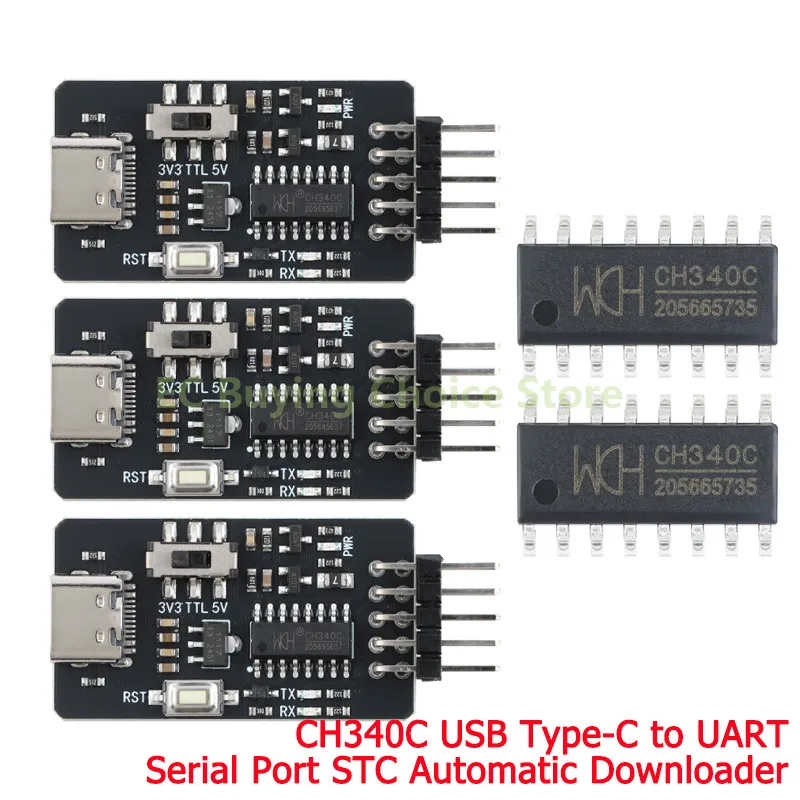 5 قطعة/1 قطعة CH340C STC ISP برنامج متحكم تلقائيا تنزيل وحدة مبرمج USB Type-C إلى UART لوحة المنفذ التسلسلي