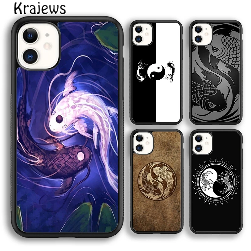 Krajews Koi Carp Fish Yin Yang Phone Case Cover For iPhone 16 15 SE2020 14 6 7 8 plus 11 12 13 pro max Plus coque Fundas