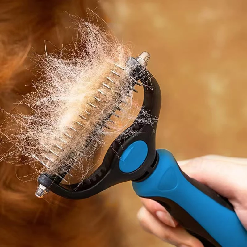 Double-Sided Pet Detangling Comb, Cat and Dog Hair Removal Comb, Blade-Style Comb for Cleaning Hair Knots and Loose Hair, Double-Tooth Comb for Dogs and Cats - view 2