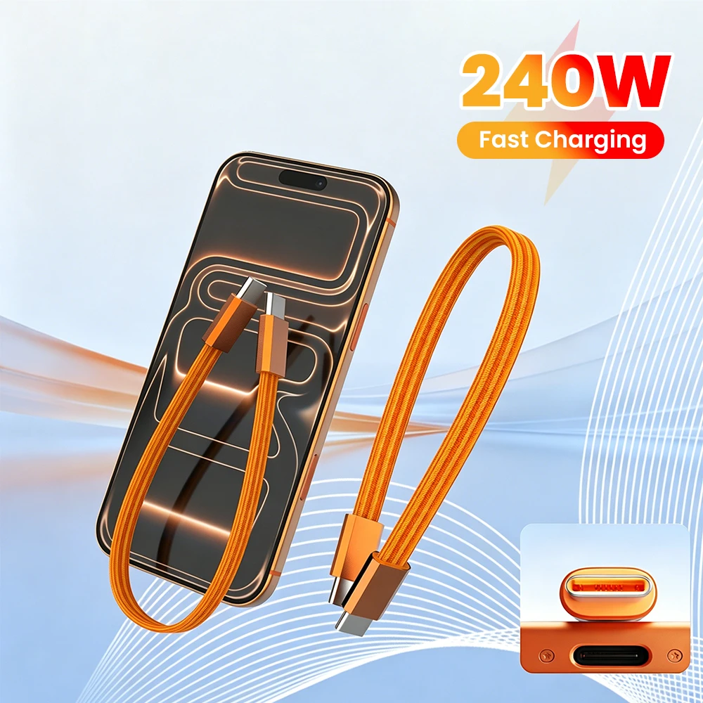 240W Dual Type-C Fast Charging Data Cable USB to Type C 0.3 Meter Short Power Bank Data Cable Charging Cable for iphone Samsung