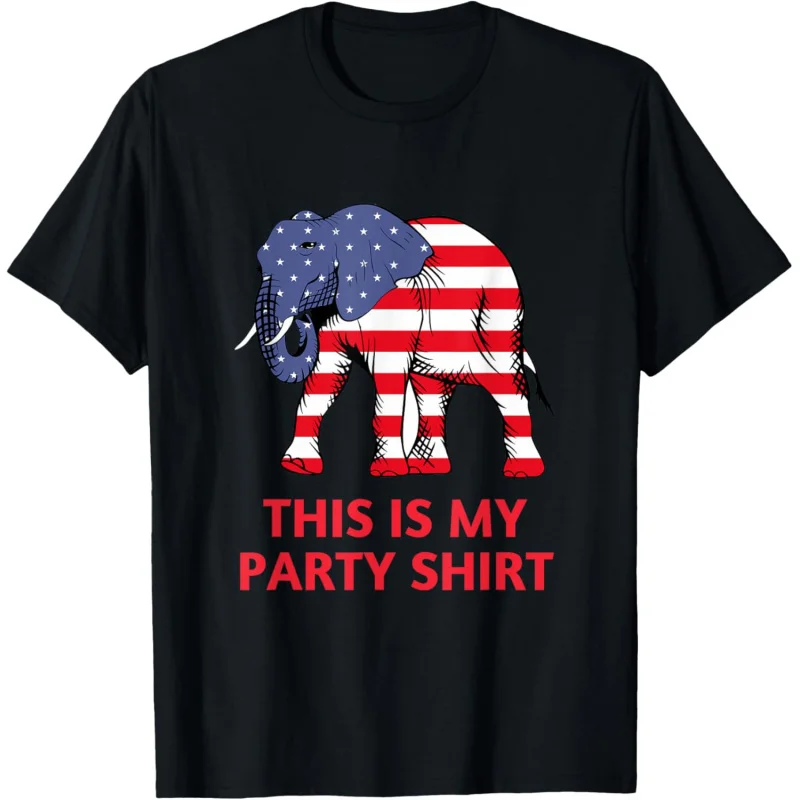 

Republican Elephant This Is My Party T-Shirt Men's and Women's Loose ﻿