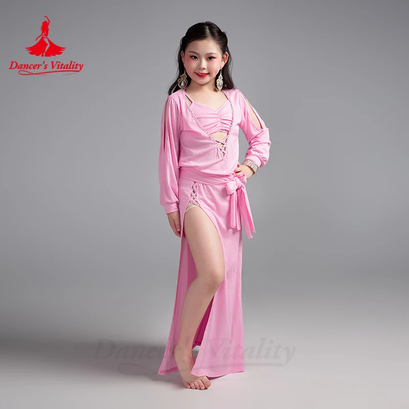 

Belly Dancing Costume Children Elegant and Comfortable Modal Robe+Belt 2pcs Girls' Oriental Dance Professional Practice Clothes