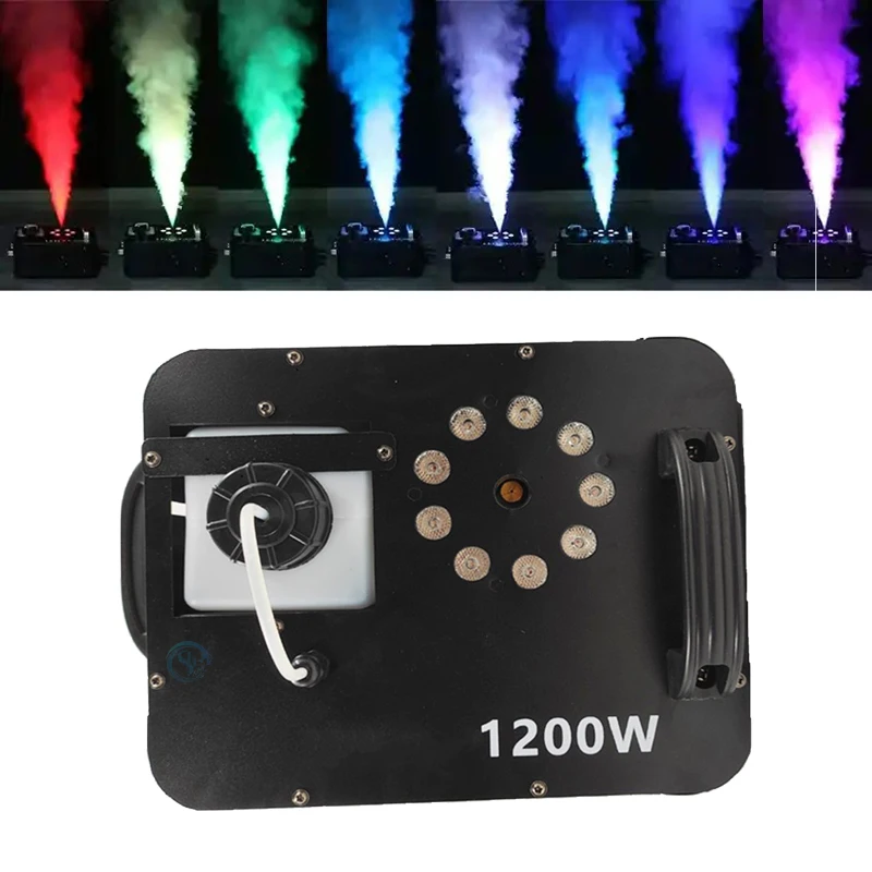 

Mini 9 * 3W Rgb Led Air Column Fog Machine Dmx 512 Smoke Machine 1200W Wireless Remote Control For Disco Party Bar Show