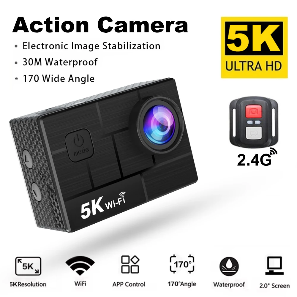 

Outdoor DV Ultra HD 5K 30FPS 4K 60FPS DVR WiFi Waterproof 30M Helmet Vedio Sport Anti Shake Action Webcam Camera Recorder