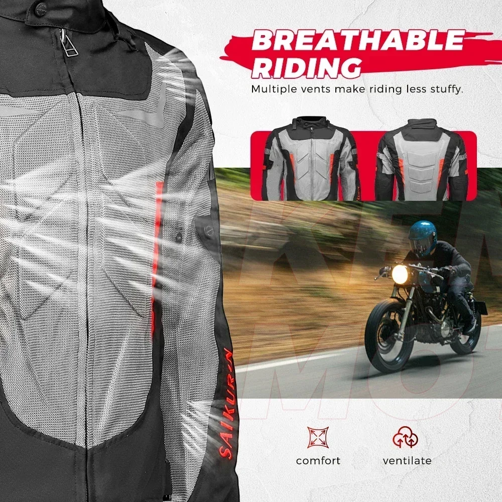 Motorcycle Jacket Men Riding Summer Breathble Clothing Motorcyclist Neck Guard Waterproof Outdoor CE Protective Gear Equipment