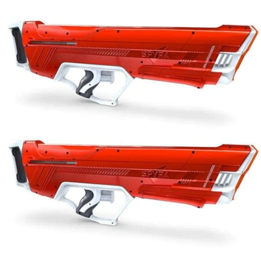 

Backyard, beach and pool manual water blaster set: red plastic, 30-foot range, tank indicator, smart filter, 2-pack