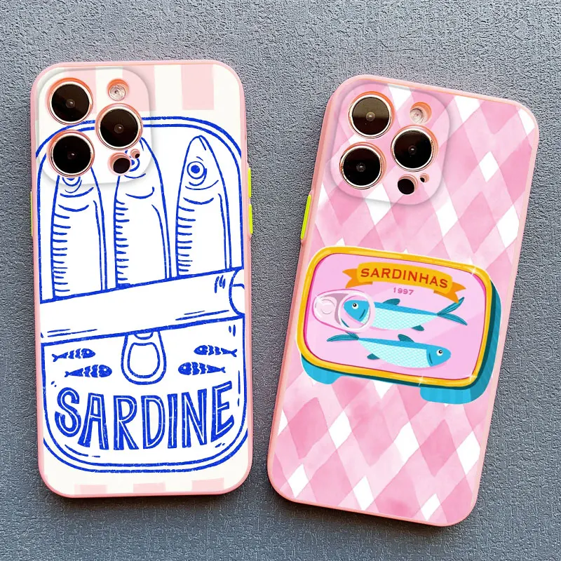 

The Newest Sardines Color Fish Pattern Phone Case For iPhone 15 14 Pro Max Plus 16 13 12 Mini 11 Pro Max XR XS X 7 8 SE2 Covers