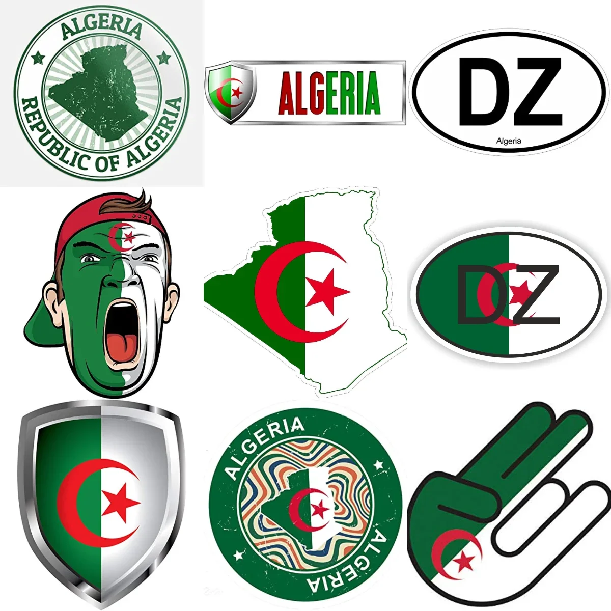 DZ Algeria Flag Map Emblem Creative Stickers for Car Motorcycle Bicycle Helmet Window Fridge Wall Decoration Accessories