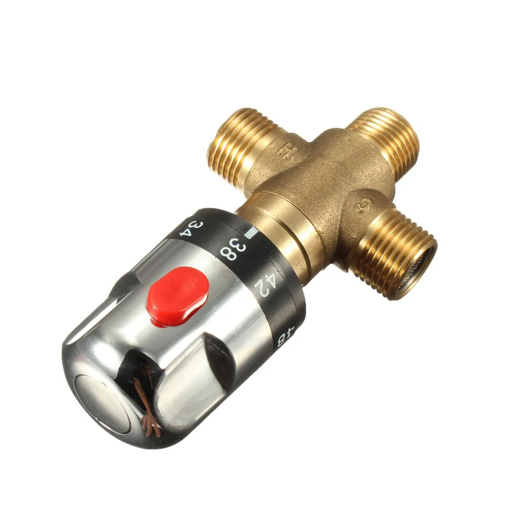 3-Way Brass Pipe Bathroom Water Temperature Control Faucet Cartridges Thermostat Faucet Thermostatic Mixing Valve