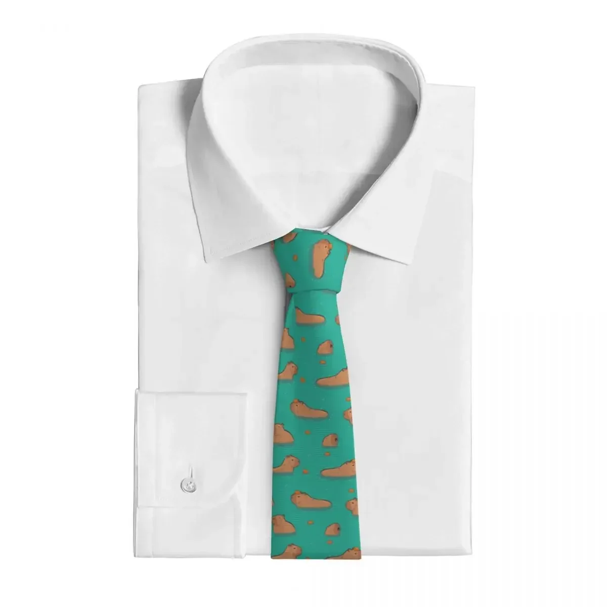 Capybara Bath Tie Animal Ties Daily Wear Cravat Street Necktie Polyester