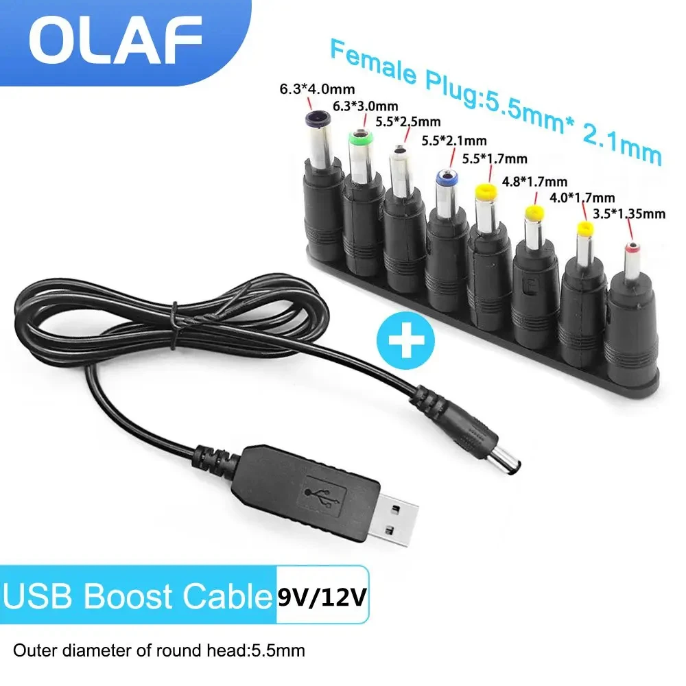 WiFi to DC Power Cable  5V To 9V/12V Step-up Cord 8 Adapters USB Cable Boost Converter  for Wifi Router Modem Fan Speaker Camera