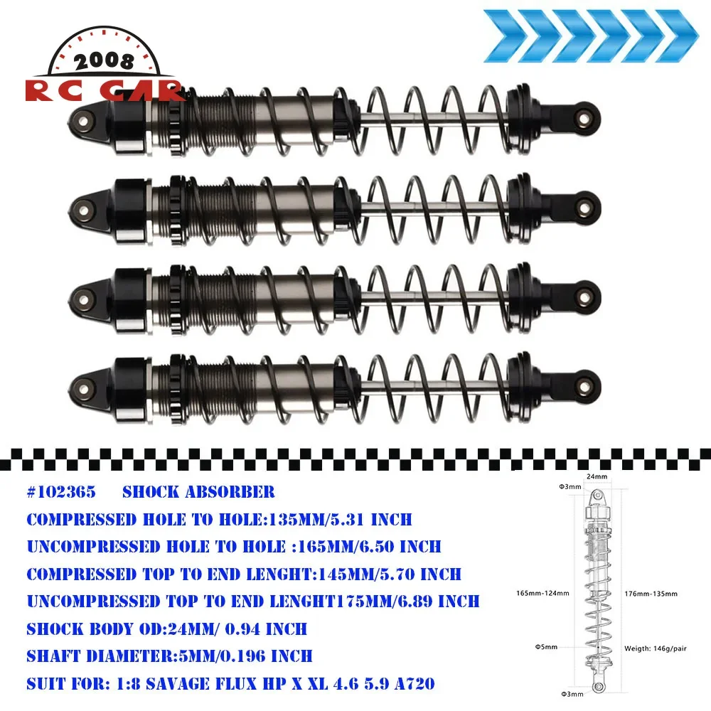 #102365 Aluminum Oil-filled Shock Absorber Damper FOR HPI 1/8 SAVAGE FLUX HP X XL 4.6 5.9 A720 Car Accessories