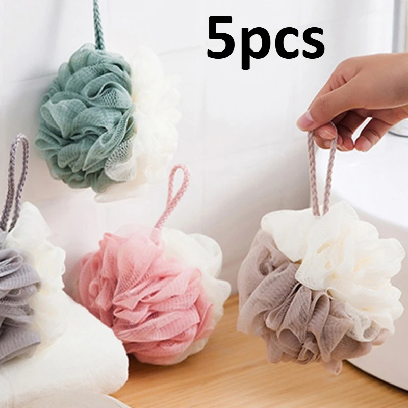5pcs Bath Sponge Ball Multicolor - Foaming Shower Loofah Exfoliating Body Scrubber, Soft Bath Ball for Women Men Skin Care Gift