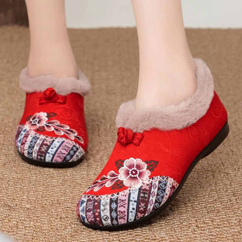 Fashion Women's Shoes Zapatillas De Mujer Cotton Shoes Woman Botines Embroidered Snow Boots Women Botas Winter Warm Short Boots