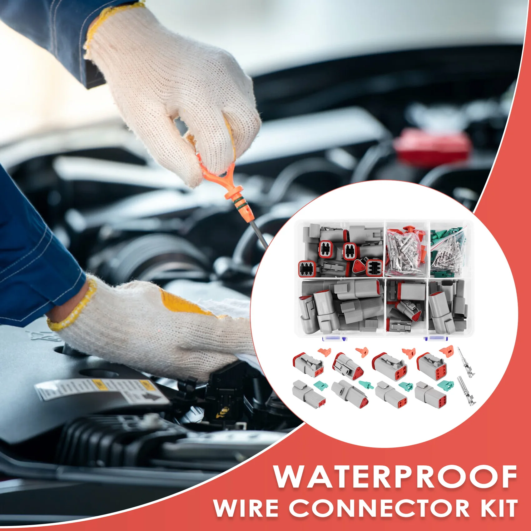 

140Pcs Deutsch DT Series Waterproof Wire Connector Kit DT06-2/3/4/6S DT04-2/3/4/6P Automotive Sealed Plug With Pins Box-ABHG