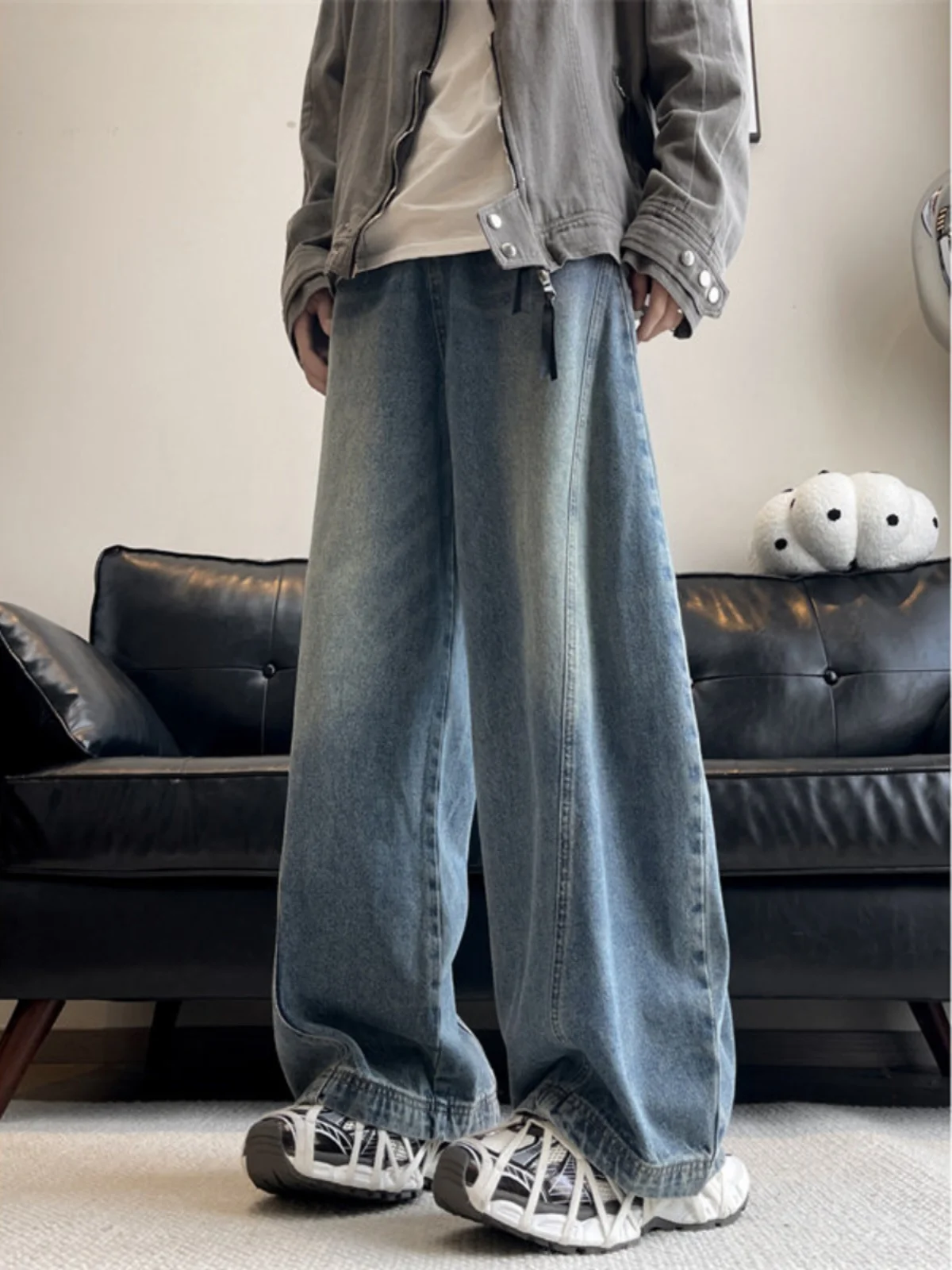 

Мужские винтажные джинсы American Sle Cleanfit с широкими штанинами, свободного кроя, с низкой посадкой, длинные брюки