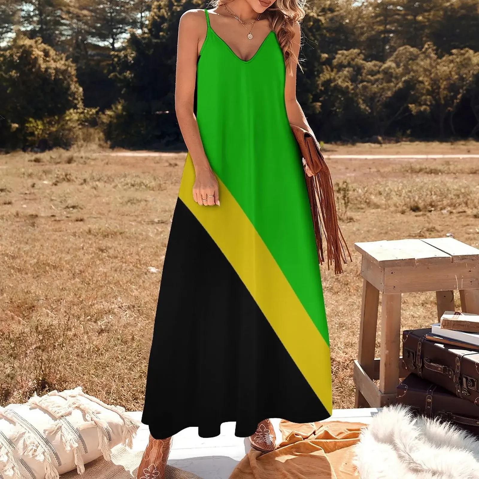 WG jamaican flag concept Sleeveless Dress Casual dresses Women long dress women's summer jumpsuit festival outfit women