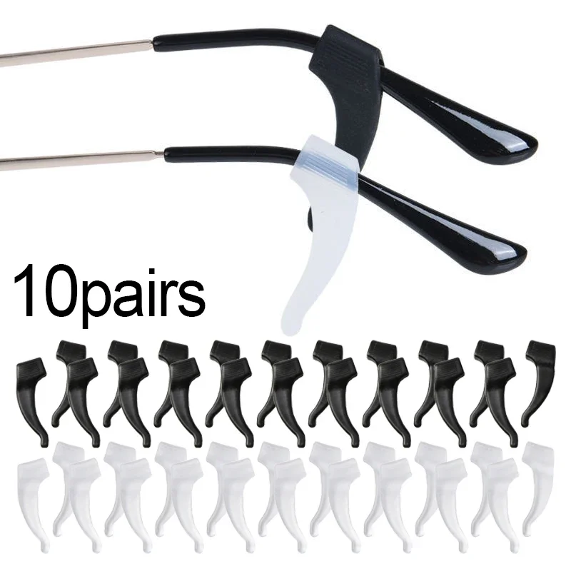 

20Pcs Silicone Anti-slip Ear Hooks Holder for Glasses Black/Transparent Elastic Eyeglasses Retainer Holders Eyewear Accessories