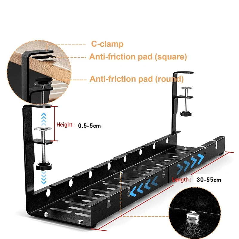 

Expandable Under Desk Cable Storage Rack Management Tray Desk Socket Holder Wire Cord Power Strip Adapter Wire Organizer Shelf