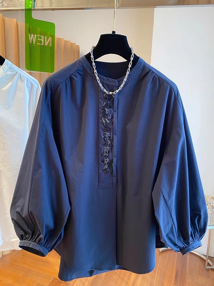 

Свободная рубашка с длинными рукавами-фонариками для мужчин и женщин, летняя, повседневная, дышащая, длиной три четверти