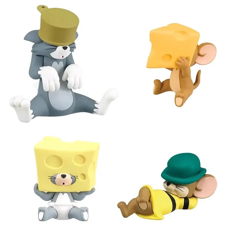 TOMY Genuine 4Pcs Gashapon Hide Seek Tom and Jerry Anime Figure Toys For Kids Gift Collectible Model Ornaments