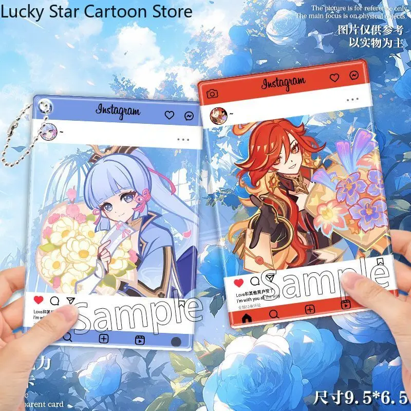 جينشين إمباكت كاميساتو أياكا تارتاليا ناهيدا مافيكا ألبيدو فونغ أنيمي أكريليك شفاف حافظة للبطاقات قلادة بطاقة الصور