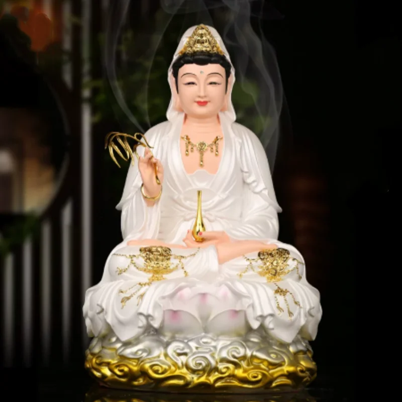Saha World Trinity Sculpture - Shakyamuni, Guanyin & Ksitigarbha Bodhisattvas, Sacred Shrine Centerpiece & Home Decor